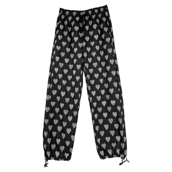 women's pants & capris summer women trousers female harajuku loose elastic waist wide leg straight love pattern printing vintage drawst, Black;white
women's pants & capris summer women trousers female harajuku loose elastic waist wide leg straight love pattern printing vintage drawst, Black;white