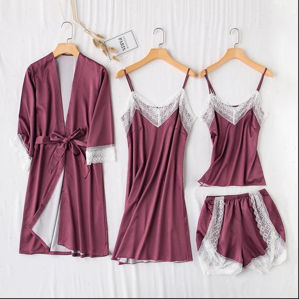 nightgown sets 4pcs robe suit women sleepwear spring wear strap nightwear lace sleep kimono bath gown homewear, Black;red
nightgown sets 4pcs robe suit women sleepwear spring wear strap nightwear lace sleep kimono bath gown homewear, Black;red