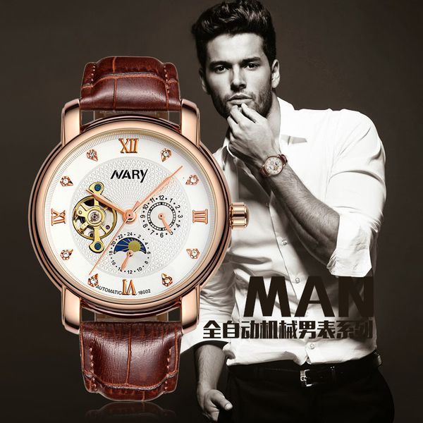 wrist watch nary / nerui mechanical men's five needle diamond inlaid hollow sun, moon and stars real belt, Slivery;brown
wrist watch nary / nerui mechanical men's five needle diamond inlaid hollow sun, moon and stars real belt, Slivery;brown