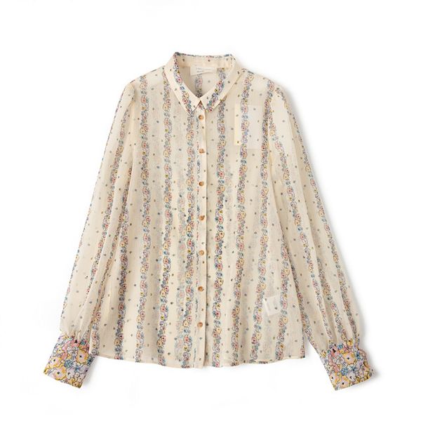women's blouses & shirts vintage floral stripes print blouse 2021 spring summer long sleeve shirt female single-breasted szxm, White
women's blouses & shirts vintage floral stripes print blouse 2021 spring summer long sleeve shirt female single-breasted szxm, White