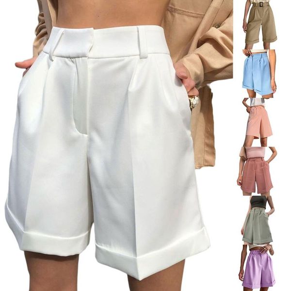 women's shorts fall fashion casual high waist straight leg solid color loose style slim five-point short with pockets, White;black
women's shorts fall fashion casual high waist straight leg solid color loose style slim five-point short with pockets, White;black