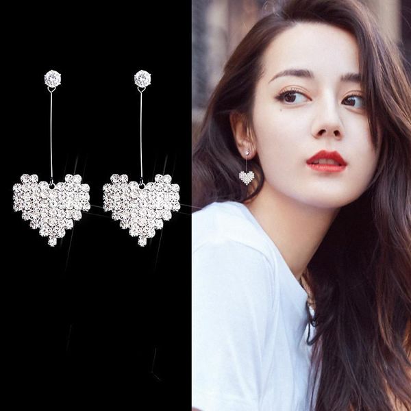 clip-on & screw back korean temperament cubic zirconia crystal heart earrings long ear clips non pierced for women wedding bride jewelry, Silver
clip-on & screw back korean temperament cubic zirconia crystal heart earrings long ear clips non pierced for women wedding bride jewelry, Silver