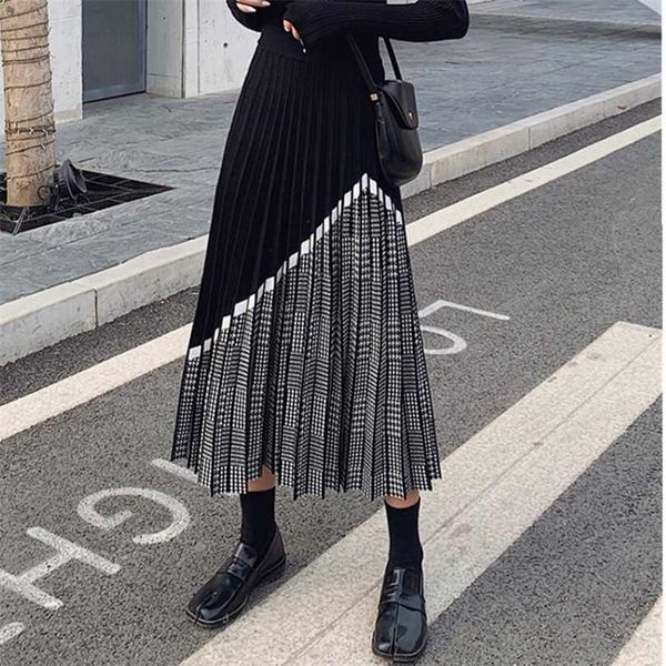 zawfl winter women's fashion houndstooth midi skirt female high waist pleated knitted thick black warm skirts 211214
zawfl winter women's fashion houndstooth midi skirt female high waist pleated knitted thick black warm skirts 211214