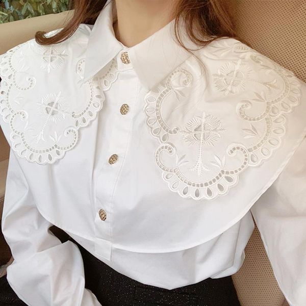 women's blouses & shirts spring embroidery ruffle women patchwork white blouse casual single breasted long sleeve office female elegan
women's blouses & shirts spring embroidery ruffle women patchwork white blouse casual single breasted long sleeve office female elegan