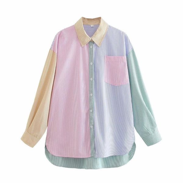 women's blouses & shirts striped contrast color women long sleeve patchwork lady female clothes autumn arrivals, White
women's blouses & shirts striped contrast color women long sleeve patchwork lady female clothes autumn arrivals, White