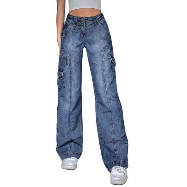 women's jeans women multi pocket cargo pants casual hight waist baggy wide leg denim clothing lady bule trousers streetwear 90s, Blue
women's jeans women multi pocket cargo pants casual hight waist baggy wide leg denim clothing lady bule trousers streetwear 90s, Blue