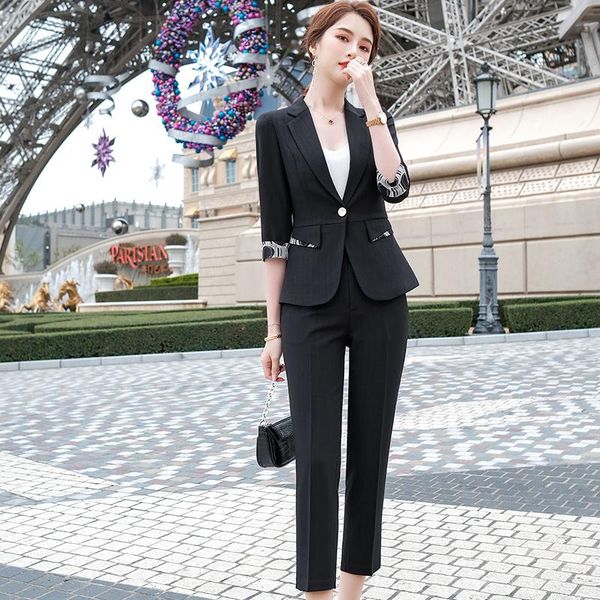 summer ladies black blazer women business suits 2 piece pant and jacket sets half sleeve work uniform styles, White
summer ladies black blazer women business suits 2 piece pant and jacket sets half sleeve work uniform styles, White