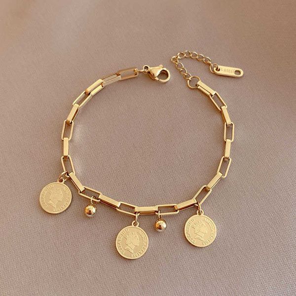 xiyanike bracelet with coin pendant, 316l stainless steel, fashion party jewelry, 2021, Golden;silver
xiyanike bracelet with coin pendant, 316l stainless steel, fashion party jewelry, 2021, Golden;silver