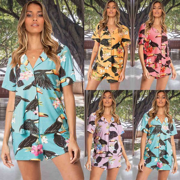 sleepwear 2021 spring and summer fashion leisure short sleeve shorts pajamas suit home clothes, Black;red
sleepwear 2021 spring and summer fashion leisure short sleeve shorts pajamas suit home clothes, Black;red