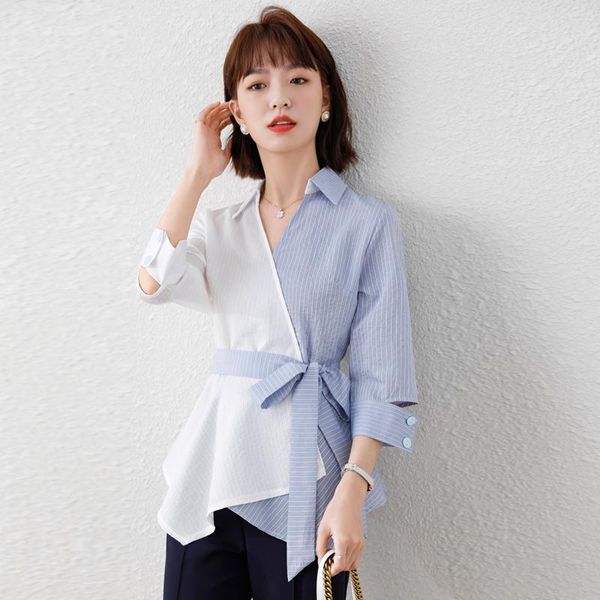 women's blouses & shirts thin chiffon shirt women 2021 summer large size lapel color matching temperament fashion blouse, White
women's blouses & shirts thin chiffon shirt women 2021 summer large size lapel color matching temperament fashion blouse, White