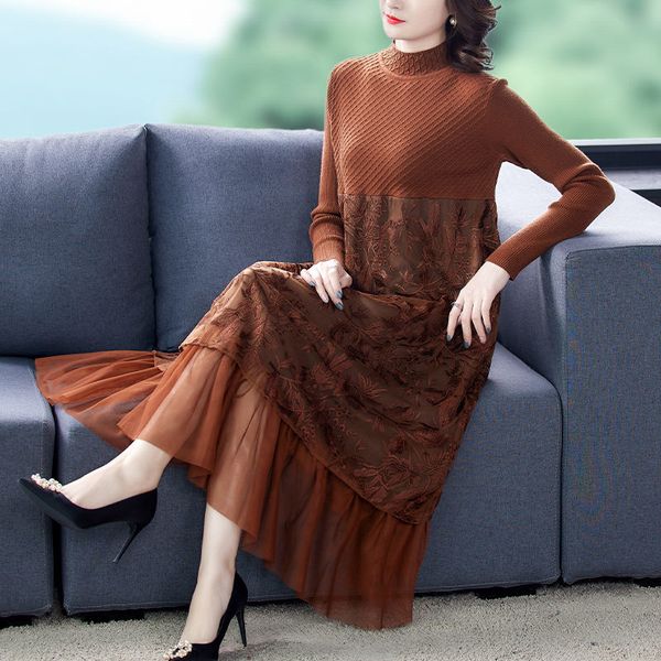 plus length retro women's mesh fall knitted knit in sweater dress the full sleeve releases robe y1419 2t78, Black;gray
plus length retro women's mesh fall knitted knit in sweater dress the full sleeve releases robe y1419 2t78, Black;gray