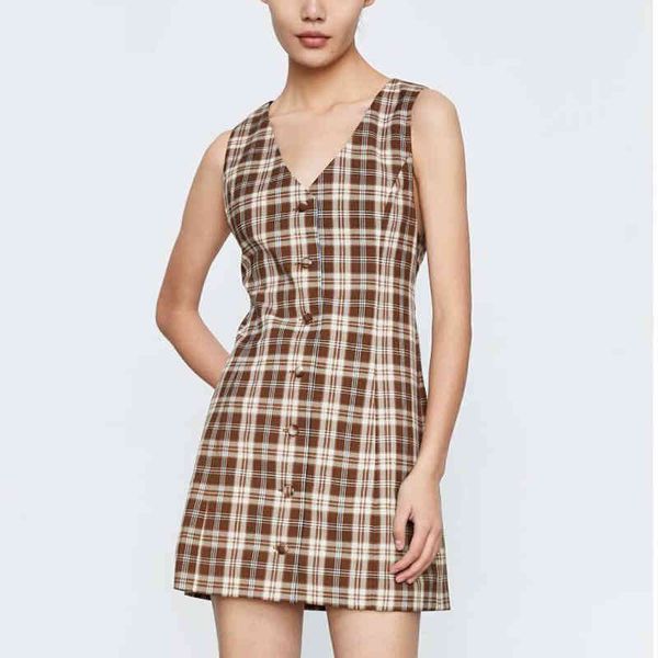 arrival summer plaid dress women single breasted v-neck sleeveless draw string woman elegant high waist es 210422, Black;gray
arrival summer plaid dress women single breasted v-neck sleeveless draw string woman elegant high waist es 210422, Black;gray