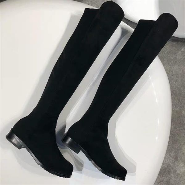 boots luxury designer women's high over-the-knee flock hoof heels fashion ladies shoes leather, Black
boots luxury designer women's high over-the-knee flock hoof heels fashion ladies shoes leather, Black
