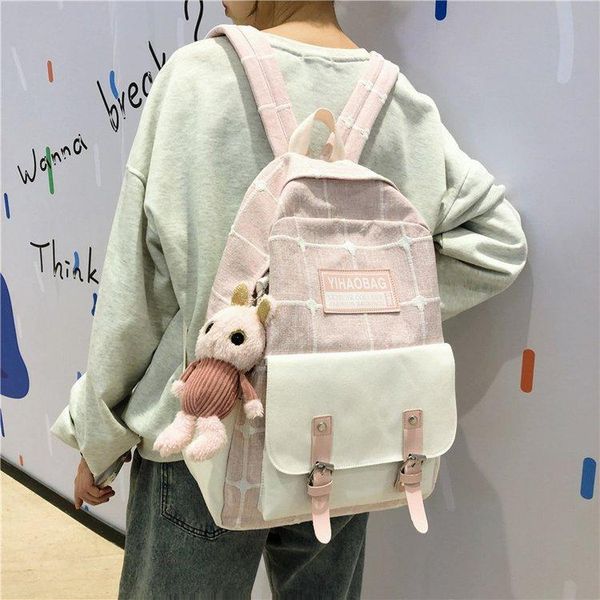 backpack sweet girl canvas plaid decorative literary versatile matching color college style student schoolbag
backpack sweet girl canvas plaid decorative literary versatile matching color college style student schoolbag