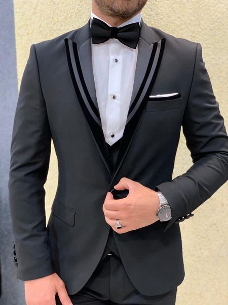 men's suits & blazers mens 3-piece suit slim fit peaked lapel tuxedo blazer jacket pants vest set, White;black
men's suits & blazers mens 3-piece suit slim fit peaked lapel tuxedo blazer jacket pants vest set, White;black