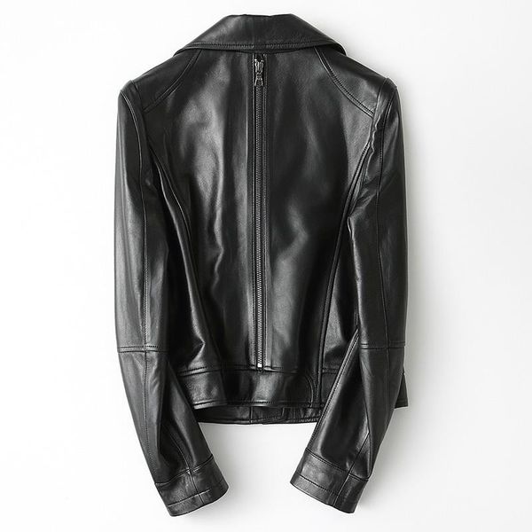 women's leather & faux real brands streetwear female jacket 2021 fashion elegant casual slim short motorcycle sheepskin coat 22295lw371, Black
women's leather & faux real brands streetwear female jacket 2021 fashion elegant casual slim short motorcycle sheepskin coat 22295lw371, Black