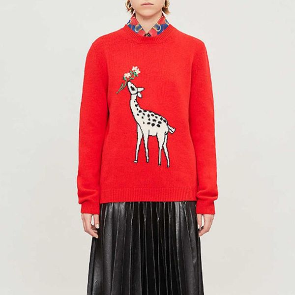 women's sweaters women red 2021 early fall round neck long sleeve fawn pattern loose knitted pullovers runway cashmere sweater, White;black
women's sweaters women red 2021 early fall round neck long sleeve fawn pattern loose knitted pullovers runway cashmere sweater, White;black