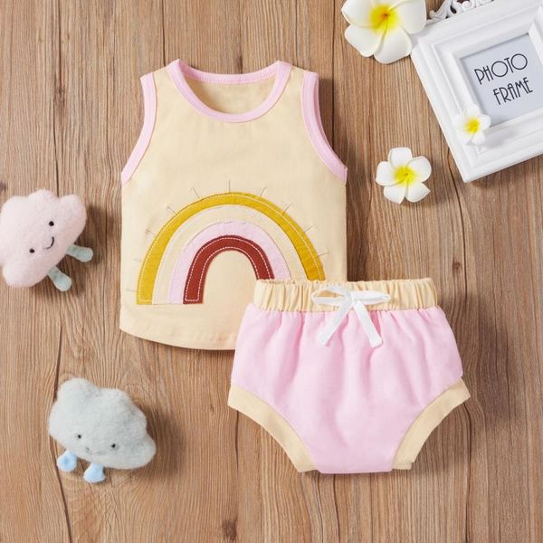 summer infant toddle baby clothe 100% cotton rainbow vest set two-piece cute + lace up briefs pants girl boy 2pcs clothing sets, White
summer infant toddle baby clothe 100% cotton rainbow vest set two-piece cute + lace up briefs pants girl boy 2pcs clothing sets, White
