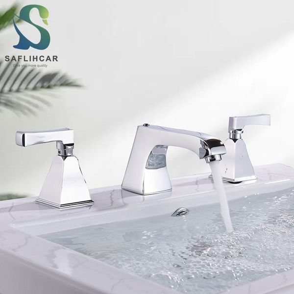 chrome three-piece contemporary basin faucet double handle and cold water mixer taps deck-mounted bathroom basin faucet
chrome three-piece contemporary basin faucet double handle and cold water mixer taps deck-mounted bathroom basin faucet