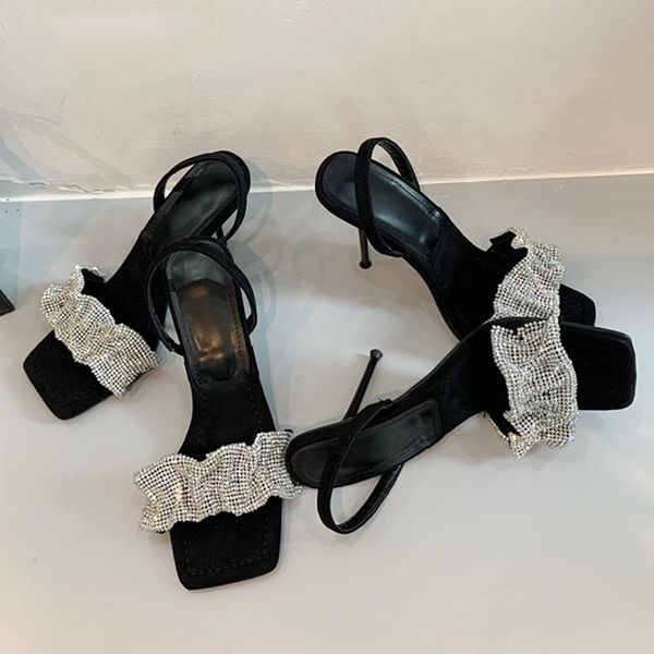 sandals 2021 women summer dress silver ruffles high heels square toe party ladies shoes zapatos de mujer, Black
sandals 2021 women summer dress silver ruffles high heels square toe party ladies shoes zapatos de mujer, Black