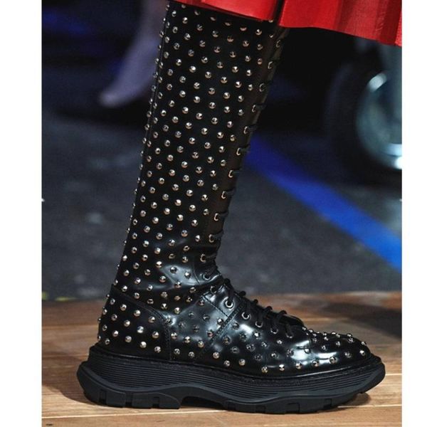 boots womens genuine leather knee high thigh rivets studed luxury shoes black punk a0045
boots womens genuine leather knee high thigh rivets studed luxury shoes black punk a0045