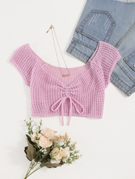 plus drawstring front knit u3rh#, Black