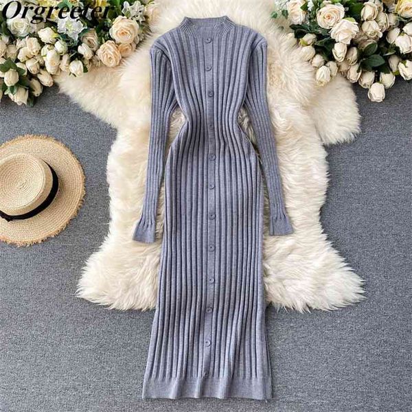 knitted dress women vintage brief solid single-breasted all-match sweater long sleeve stretch slim bodycon midi 210602, Black;gray
knitted dress women vintage brief solid single-breasted all-match sweater long sleeve stretch slim bodycon midi 210602, Black;gray