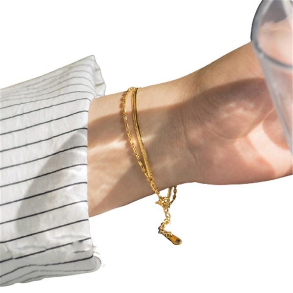 link, chain 316l stainless steel double layer flat snake bead bracelet bamboo link gold ladies titanium, Black
link, chain 316l stainless steel double layer flat snake bead bracelet bamboo link gold ladies titanium, Black