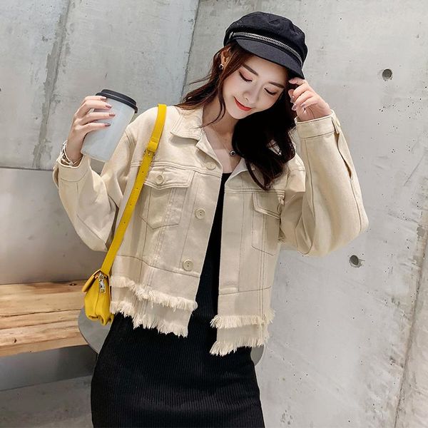 women's jackets short denim jacket ancient hong kong flavor loose bf beige thin ins, Black;brown
women's jackets short denim jacket ancient hong kong flavor loose bf beige thin ins, Black;brown