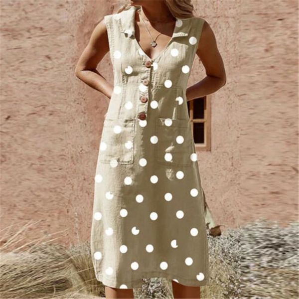women sleeveless summer dress female boho polka dot printed beach dresses 2021 elegant woman casual loose mini short, Black;gray
women sleeveless summer dress female boho polka dot printed beach dresses 2021 elegant woman casual loose mini short, Black;gray