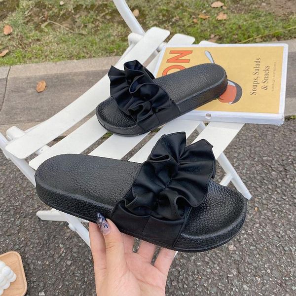 slippers lisapie women summer ruched flower embellished flat sandals platform casual beach home slides outdoor ladies, Black
slippers lisapie women summer ruched flower embellished flat sandals platform casual beach home slides outdoor ladies, Black