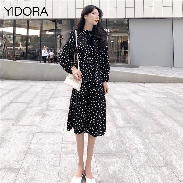casual dresses black polka dot print midi dress neck with self-tie & waist - 2021 women stand collar vintage printed long, Black;gray
casual dresses black polka dot print midi dress neck with self-tie & waist - 2021 women stand collar vintage printed long, Black;gray