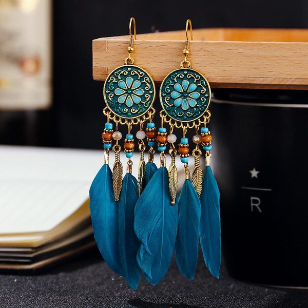 hoop & huggie feather earrings bohemian style rice bead women's water drop tassel accessories, Golden;silver
hoop & huggie feather earrings bohemian style rice bead women's water drop tassel accessories, Golden;silver