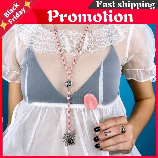 pendant necklaces pink heart women necklace y2k flower chain jewelry fashion sweet long sweater accessories, Silver
pendant necklaces pink heart women necklace y2k flower chain jewelry fashion sweet long sweater accessories, Silver