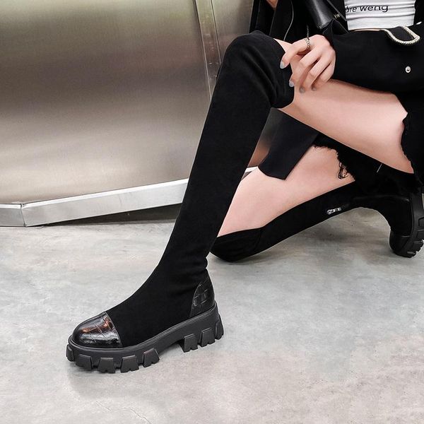 boots quality big size cow leather stretch long platform thick bottom street zipper over the knee thigh high stovepipe, Black
boots quality big size cow leather stretch long platform thick bottom street zipper over the knee thigh high stovepipe, Black
