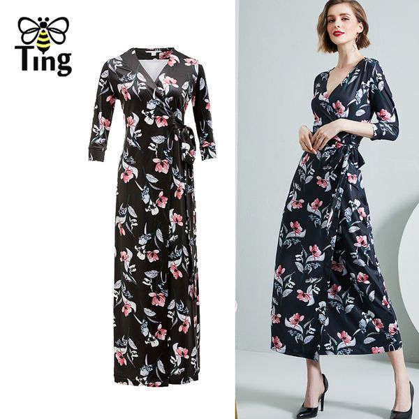 spring summer women floral printing casual chic wrap long dress high split waist tie up maxi plus size robes 210513, Black;gray
spring summer women floral printing casual chic wrap long dress high split waist tie up maxi plus size robes 210513, Black;gray