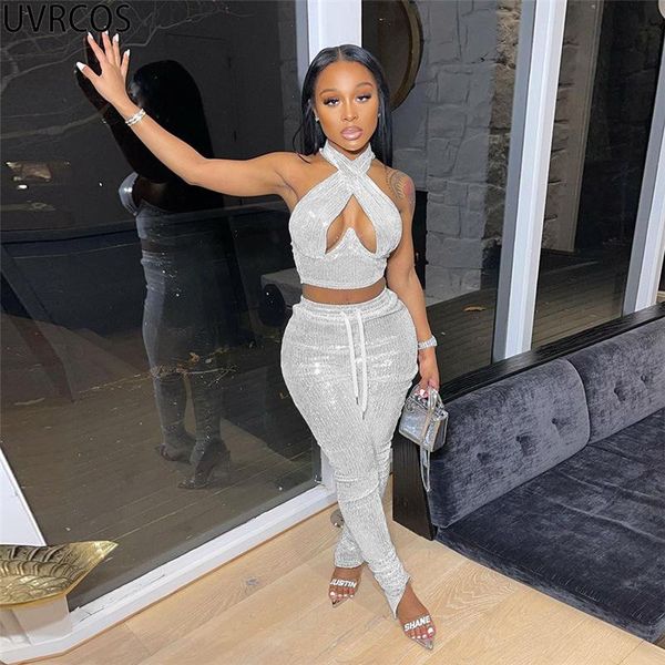 women's two piece pants uvrcos shiny set women lace up halter sleeveless mujer and bandage pencil cyber y2k autumn clothes, White
women's two piece pants uvrcos shiny set women lace up halter sleeveless mujer and bandage pencil cyber y2k autumn clothes, White