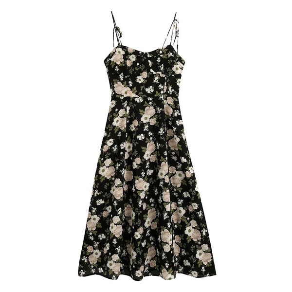 women elegant fashion floral print midi dress vintage backless elastic spaghetti strap dresses vestidos mujer 210520, Black;gray
women elegant fashion floral print midi dress vintage backless elastic spaghetti strap dresses vestidos mujer 210520, Black;gray