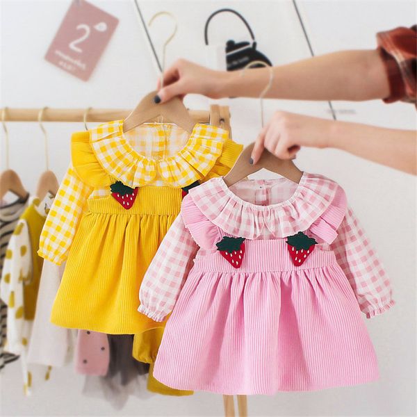 girl's autumn dresses for baby girls casual long sleeve infant party strawberry plaid kids newborn birthday dress 1027, Red;yellow
girl's autumn dresses for baby girls casual long sleeve infant party strawberry plaid kids newborn birthday dress 1027, Red;yellow