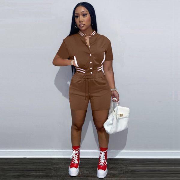 women sports tracksuits two piece short pants designer short sleeve button cardigan and shorts thread splicing baseball uniform, Gray
women sports tracksuits two piece short pants designer short sleeve button cardigan and shorts thread splicing baseball uniform, Gray