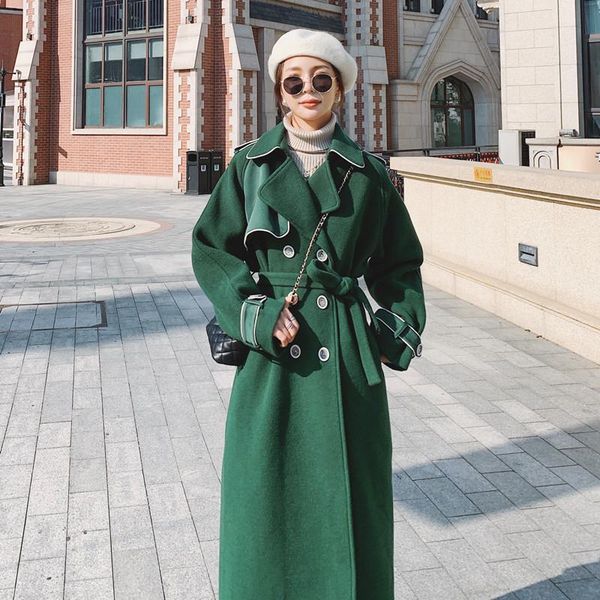 women's wool & blends 2021 winter mew woolen coat women mid-length over the knee retro dark green waist was thin and trendy, Black
women's wool & blends 2021 winter mew woolen coat women mid-length over the knee retro dark green waist was thin and trendy, Black