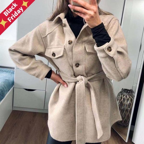 vintage woman loose sashes woolen coats 2021 chic female autumn soft turndown collar outwear ladies elegant pockets jackets women's, Black;brown
vintage woman loose sashes woolen coats 2021 chic female autumn soft turndown collar outwear ladies elegant pockets jackets women's, Black;brown