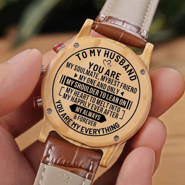 wristwatches to my husband engraved quartz watch men bamboo modern wristwatch fashion leather clock creative gift, Slivery;brown
wristwatches to my husband engraved quartz watch men bamboo modern wristwatch fashion leather clock creative gift, Slivery;brown