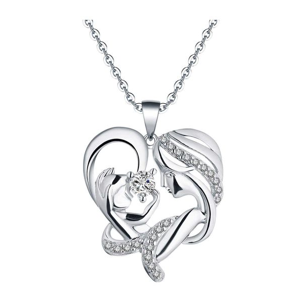 designer necklace luxury jewelry alloy for women chain mother's love micro inlaid pendant heart shaped two-tone, Silver
designer necklace luxury jewelry alloy for women chain mother's love micro inlaid pendant heart shaped two-tone, Silver