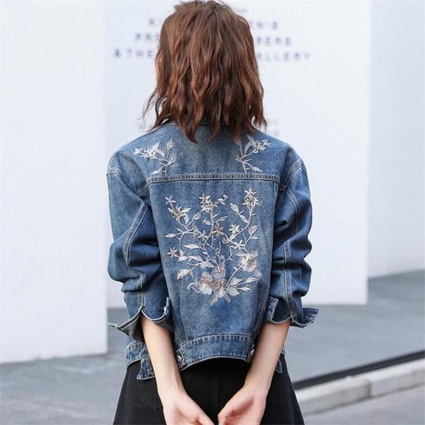 women's jackets women cottonflower embroidery denim jacket with collar boyfriend pocket chic style coat korean short, Black;brown
women's jackets women cottonflower embroidery denim jacket with collar boyfriend pocket chic style coat korean short, Black;brown