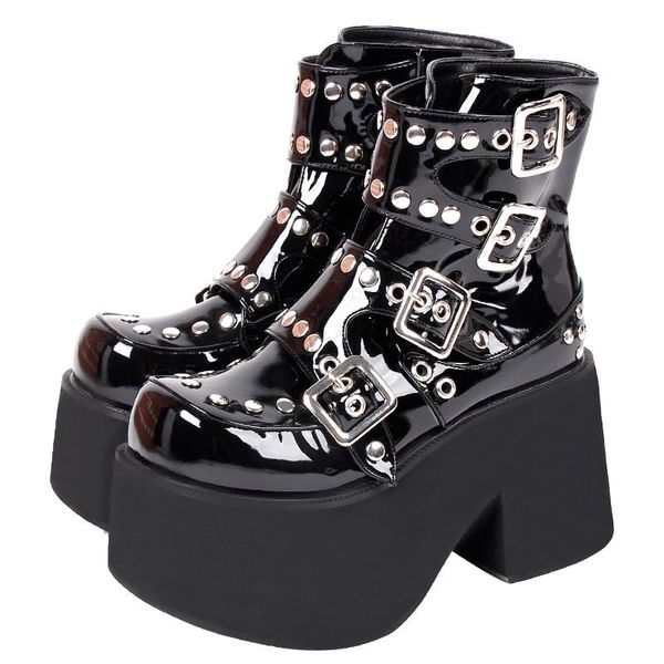 boots angelic imprint women gothic motorcycle punk lady short woman high trifle heels pumps shoes rivets 33-47 10cm 7003, Black
boots angelic imprint women gothic motorcycle punk lady short woman high trifle heels pumps shoes rivets 33-47 10cm 7003, Black