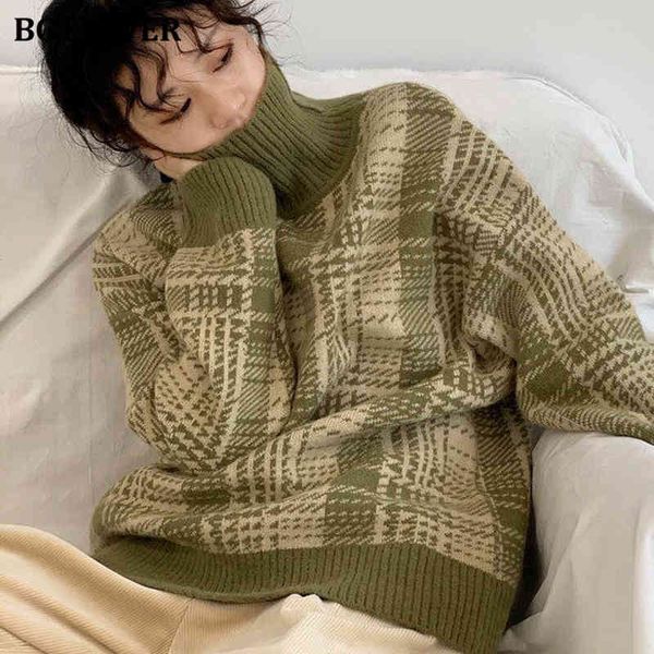 sweaters vintage turtleneck women patchwork plaid pullover sweater winter thick warm full sleeve loose female knitwear khbb, White;black
sweaters vintage turtleneck women patchwork plaid pullover sweater winter thick warm full sleeve loose female knitwear khbb, White;black