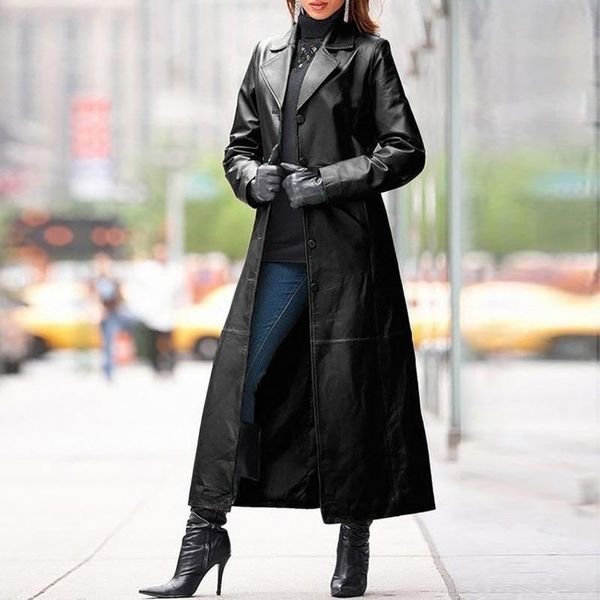 women's trench coats 2021 autumn and winter solid color single-breasted leather coat long faux slim clothing, Tan;black
women's trench coats 2021 autumn and winter solid color single-breasted leather coat long faux slim clothing, Tan;black