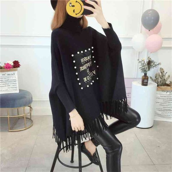 women pullover fashion beaded patch sweater autumn winter warm wrap swing turtleneck long sleeve 210427, White;black
women pullover fashion beaded patch sweater autumn winter warm wrap swing turtleneck long sleeve 210427, White;black