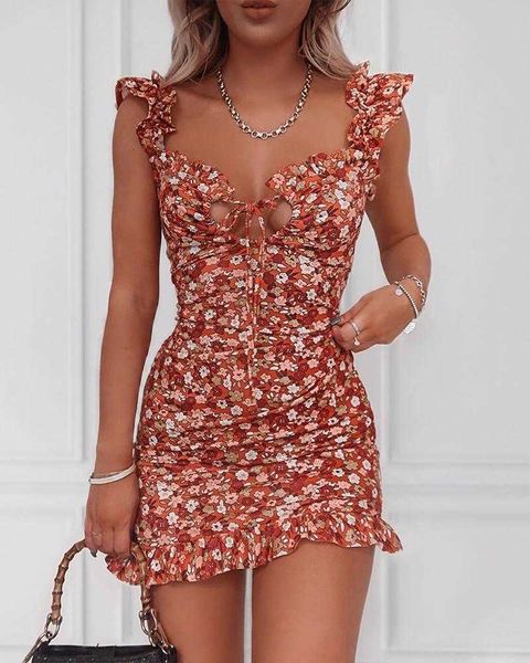summer fashion casual mini dress casual short dresses ruffled hem tied detail floral print ruched dress 210716, Black;gray
summer fashion casual mini dress casual short dresses ruffled hem tied detail floral print ruched dress 210716, Black;gray